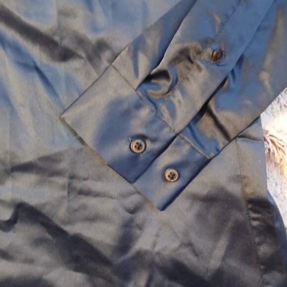 Asos Design Men's Navy Satin Like Shirt  XL NWOT - Picture 2 of 8